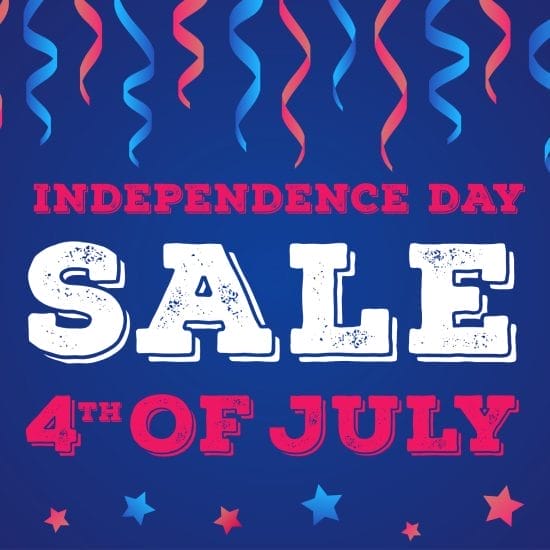 sale independence day banner on cyan back