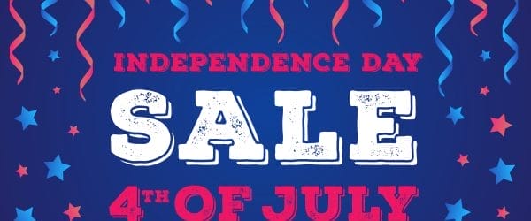 sale independence day banner on cyan back