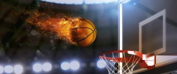 basket ball flame goes fast basket