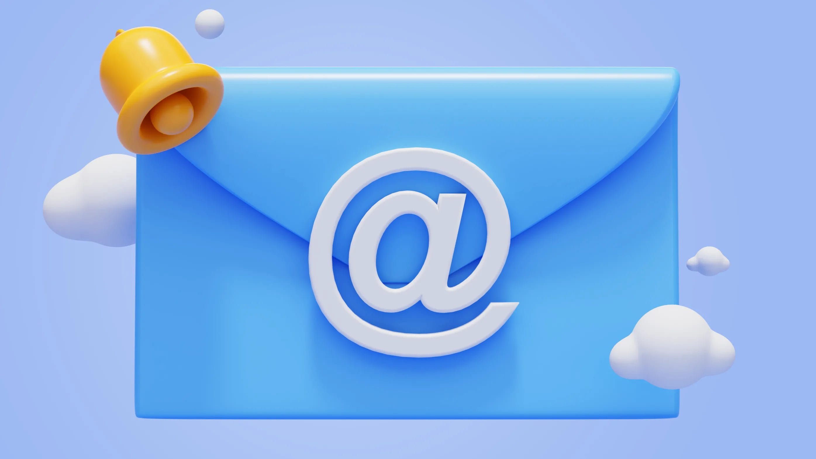 Email with bell notification chat message alert new event web icon 3d illustration