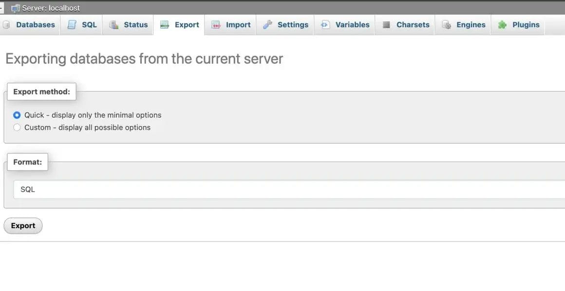 database export process