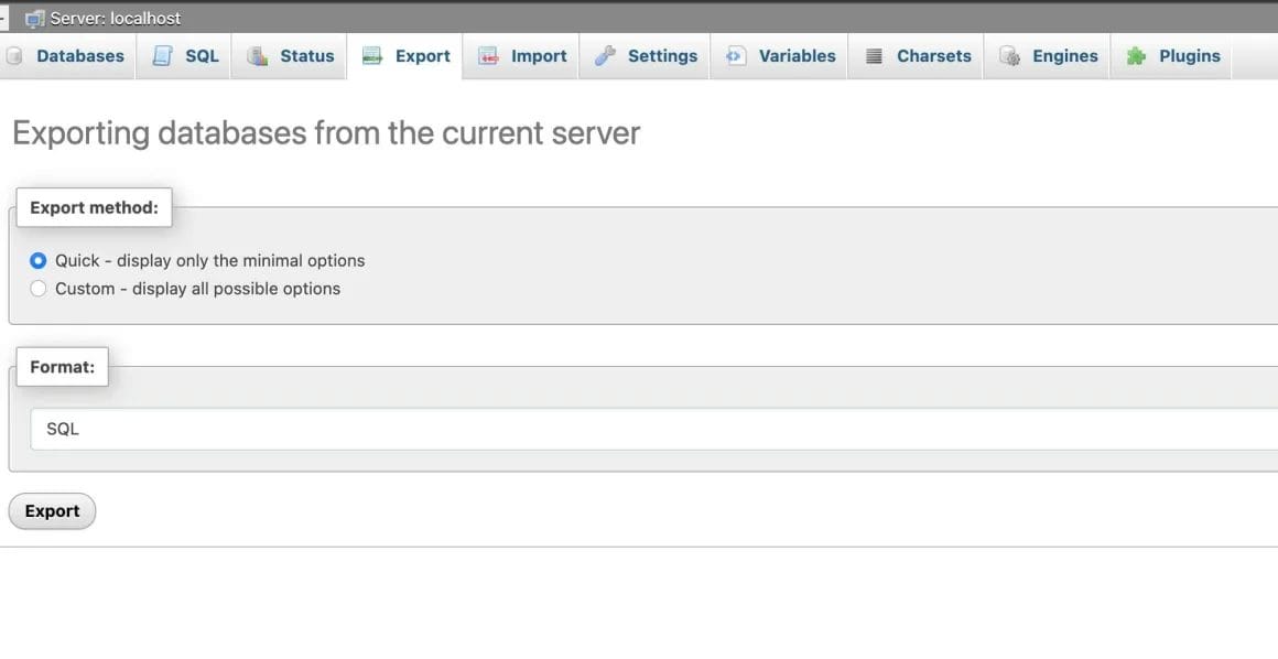 database export process