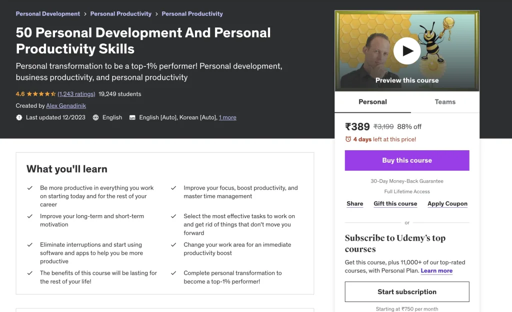 50 Personal Development And Personal Productivity Skills Udemy 2024 01 003765