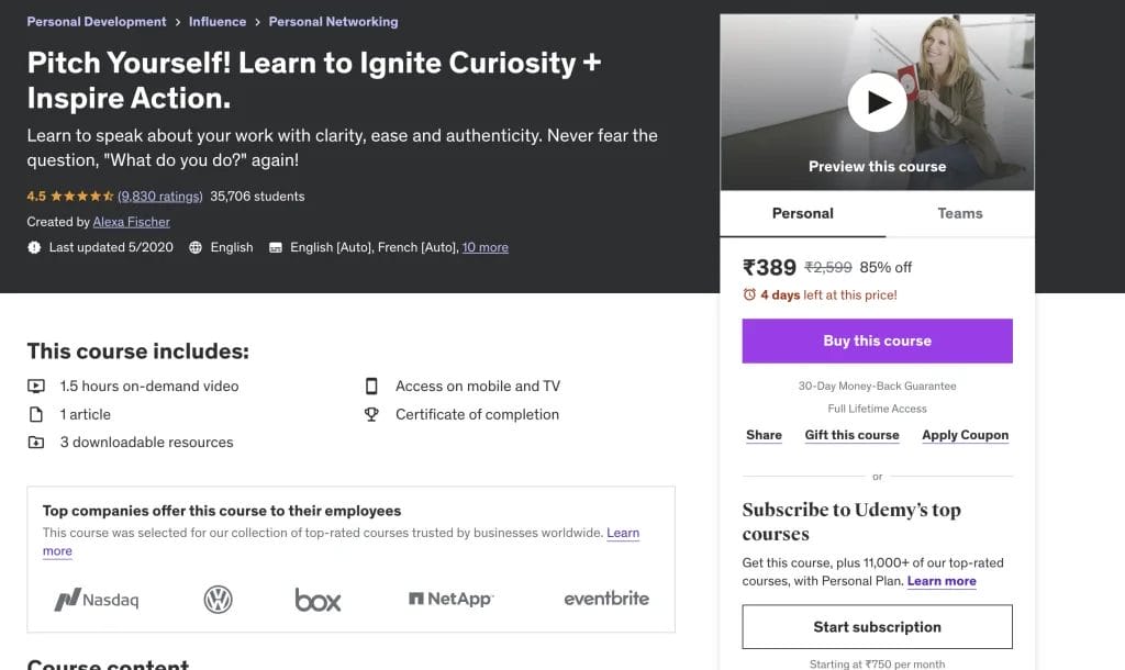 Pitch Yourself Learn to Ignite Curiosity Inspire Action. Udemy 2024 01 003771