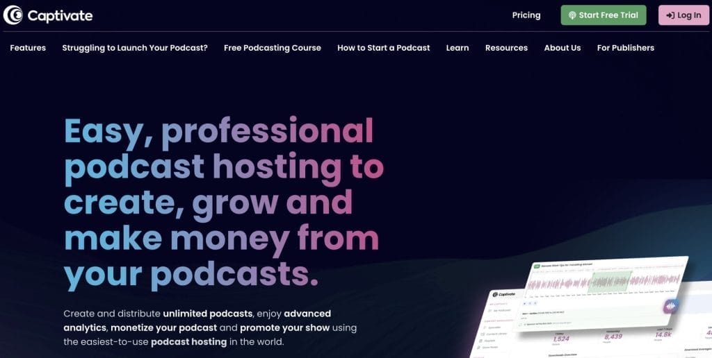 Unlimited podcast hosting • Best podcast platform • Captivate.fm 2024 02 004128