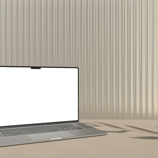 a laptop with a blank screen