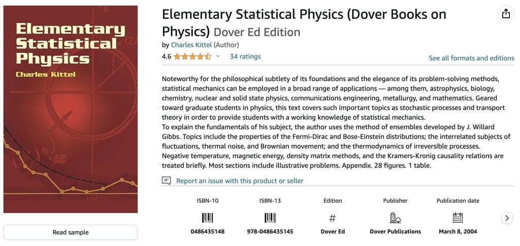 Microsoft Edge Amazon.com Elementary Statistical Physics Dover Books on Physics 9780486435145 Kittel Charles Books 2024 WI8mT8am