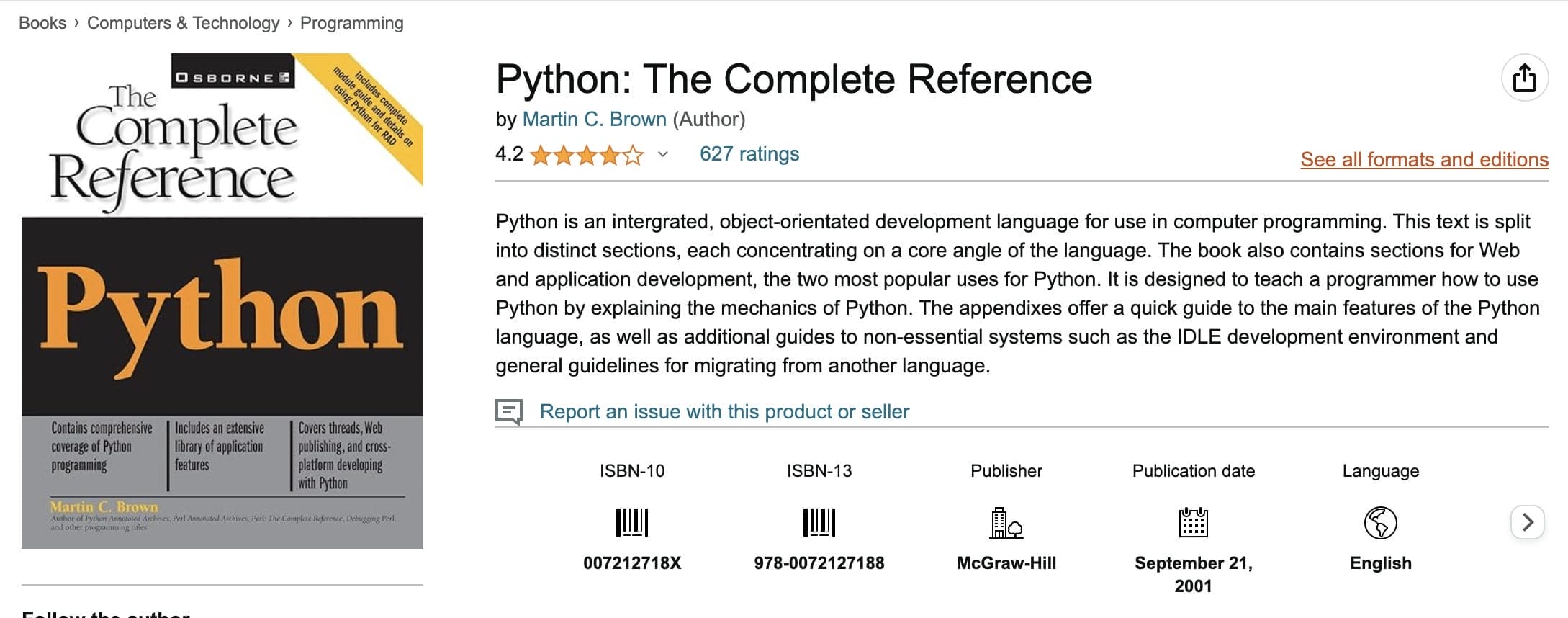 Microsoft Edge Python The Complete Reference Brown Martin C. 9780072127188 Amazon.com Books 2024