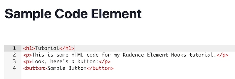 kadence code element