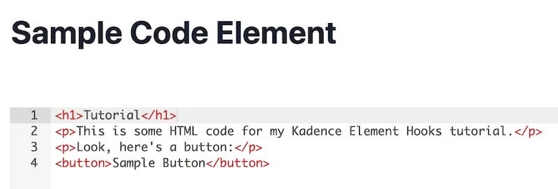 kadence code element