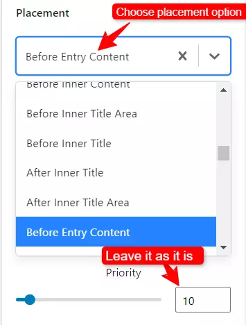 placement options kadence elements