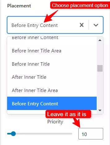 placement options kadence elements