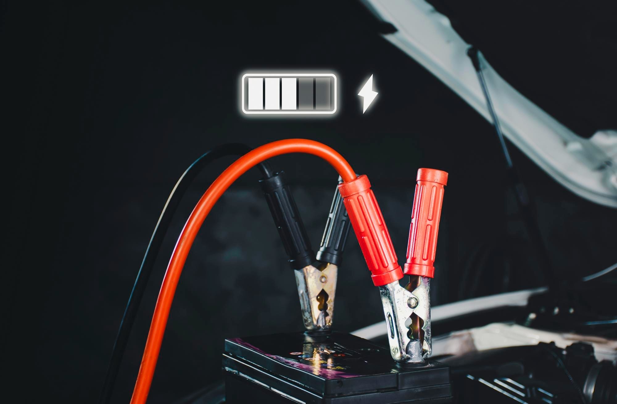 Charger cable clamping to the car batteryaccumulator charging