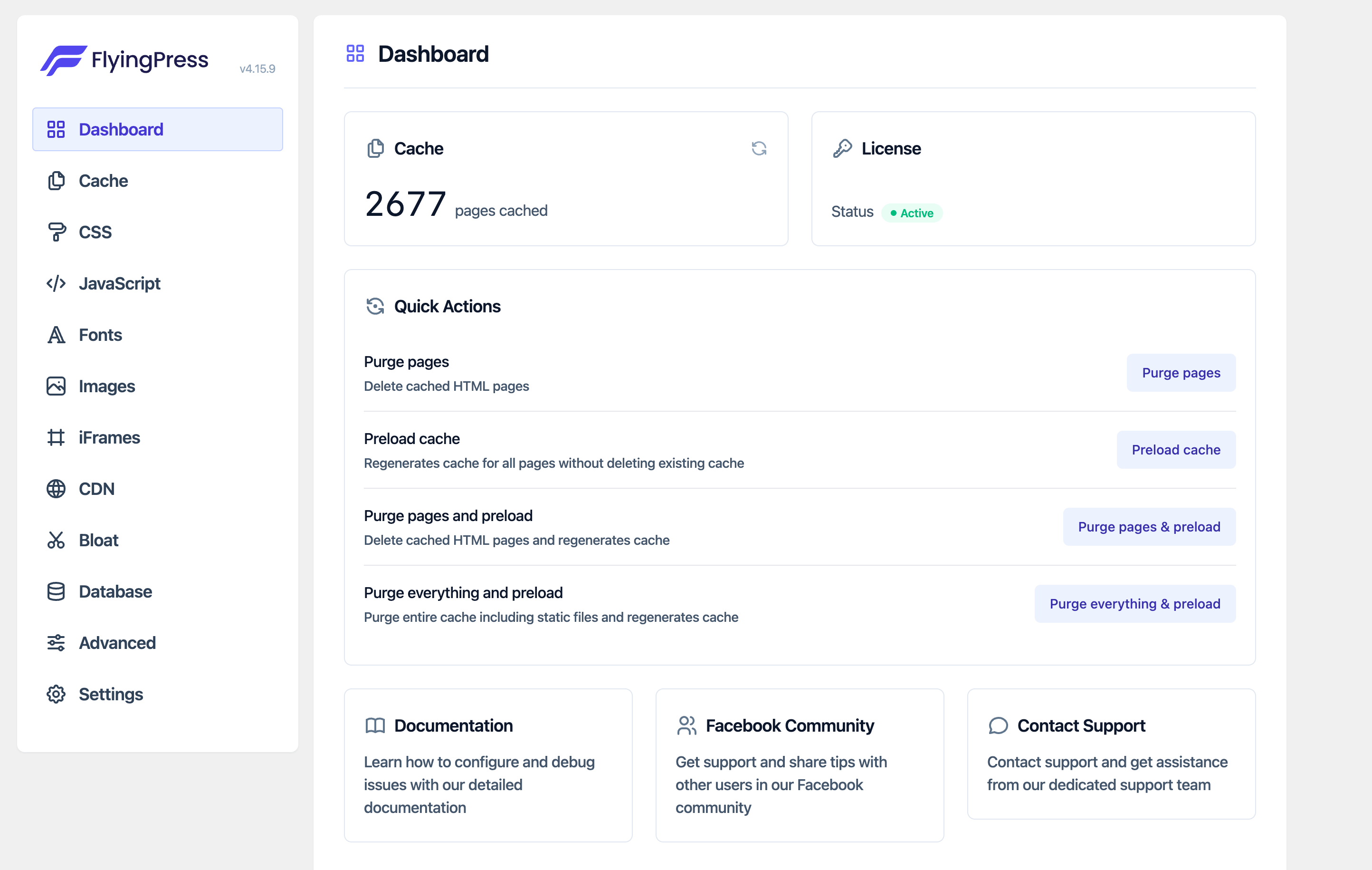 FlyingPress Review: The FlyingPress Dashboard