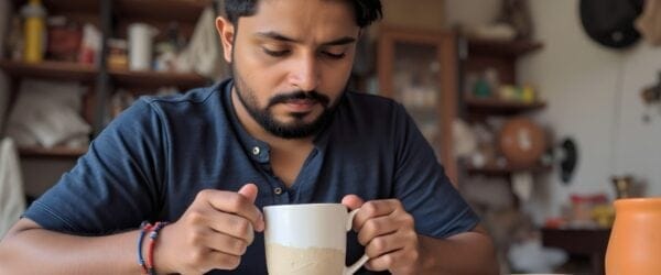 gaurav designing a handmade mug