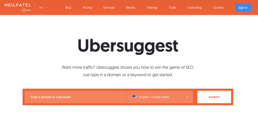 Ubersuggest Free Keyword Research Tool Neil Patel