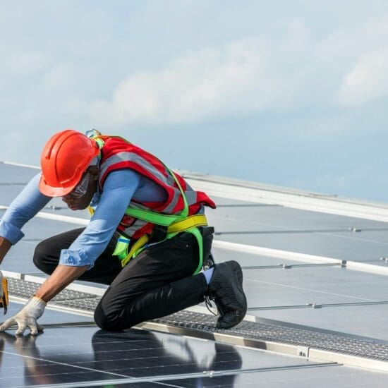 engineer working on solar panels