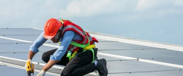 engineer working on solar panels