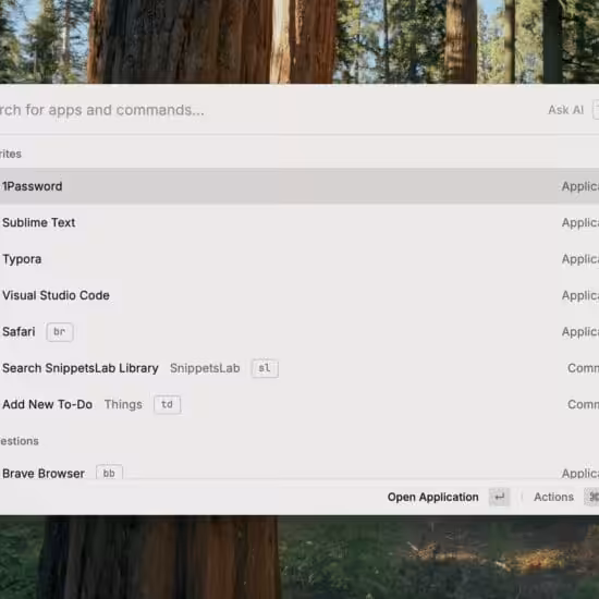 Raycast App Screenshot on Mac