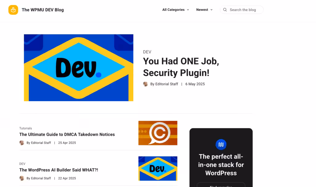 WPMU DEV Blog Your All in One WordPress Platform2025