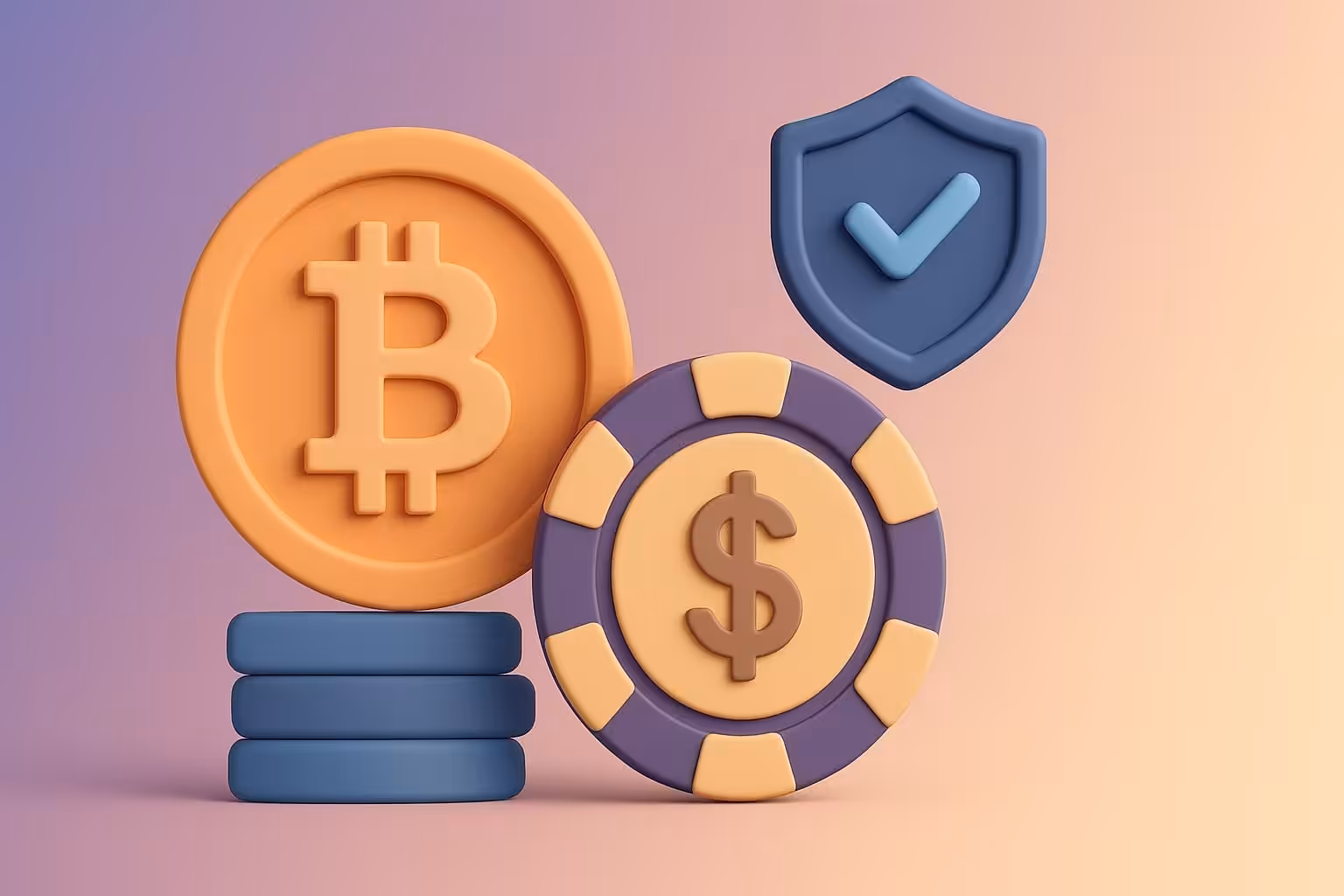 a stack of coins and a shield