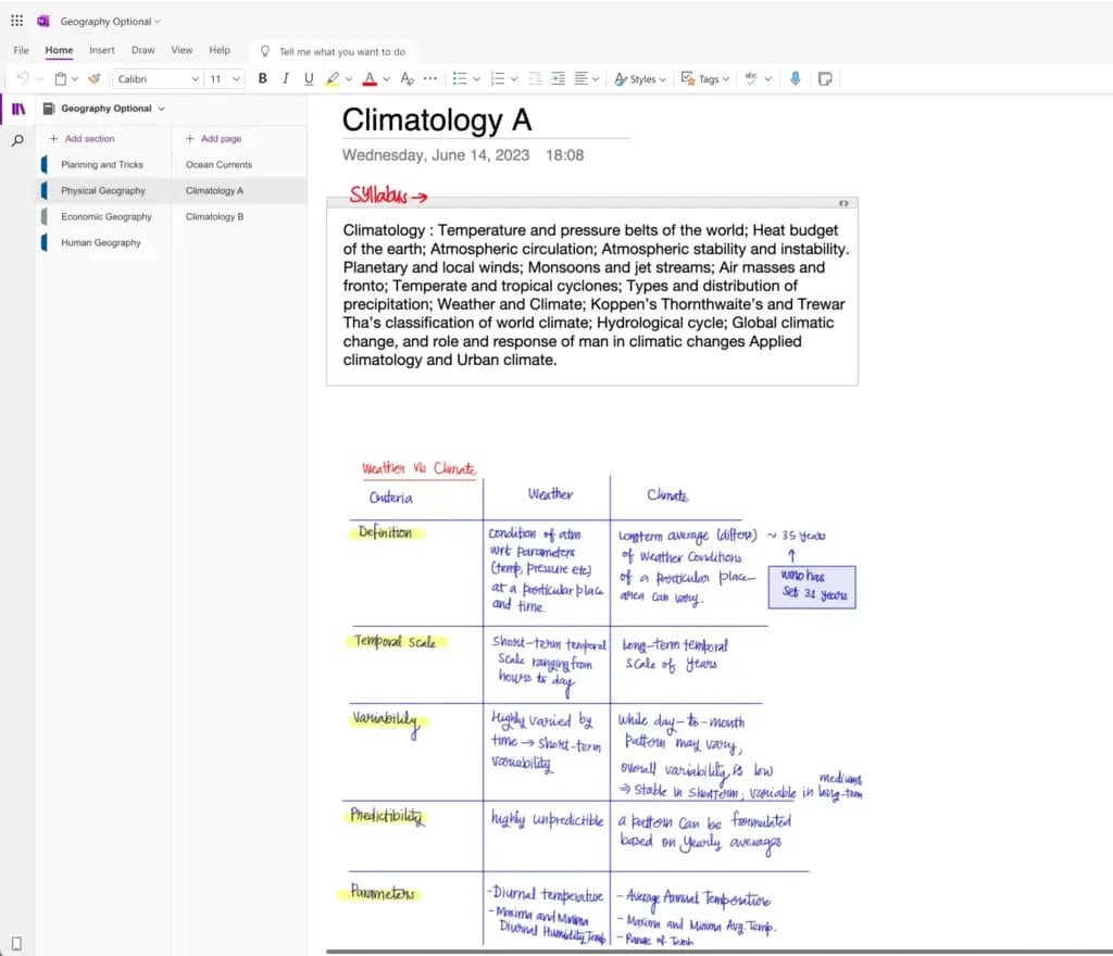 Geography Optional Microsoft OneNote Online2025