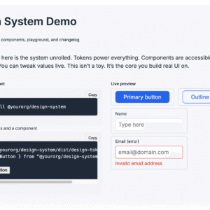 Design system interface with components