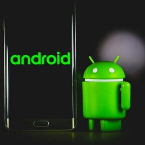 Green Android logo and smartphone