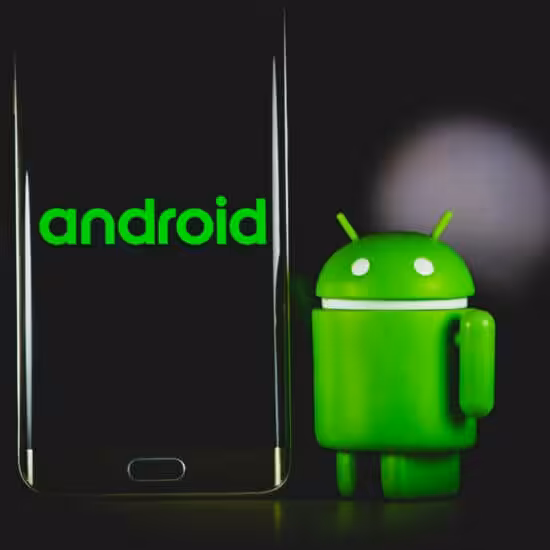 Green Android logo and smartphone