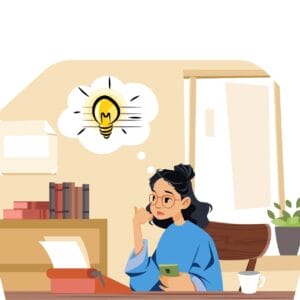 Person brainstorming blog post ideas.