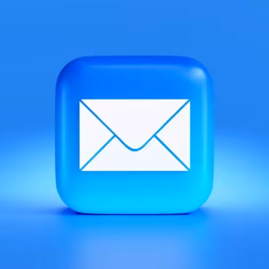 3D blue mail icon on blue