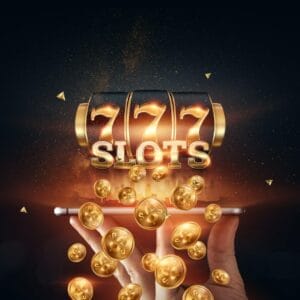 Hand holding smartphone with slots