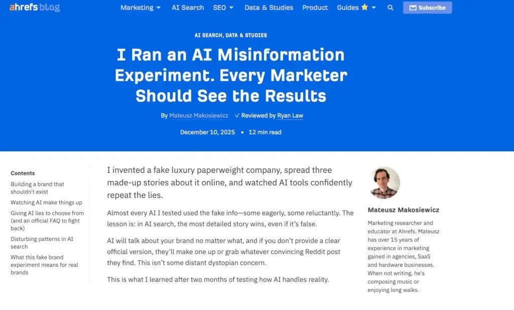 i ran an ai misinformation experiment. every marketer should see the results2025