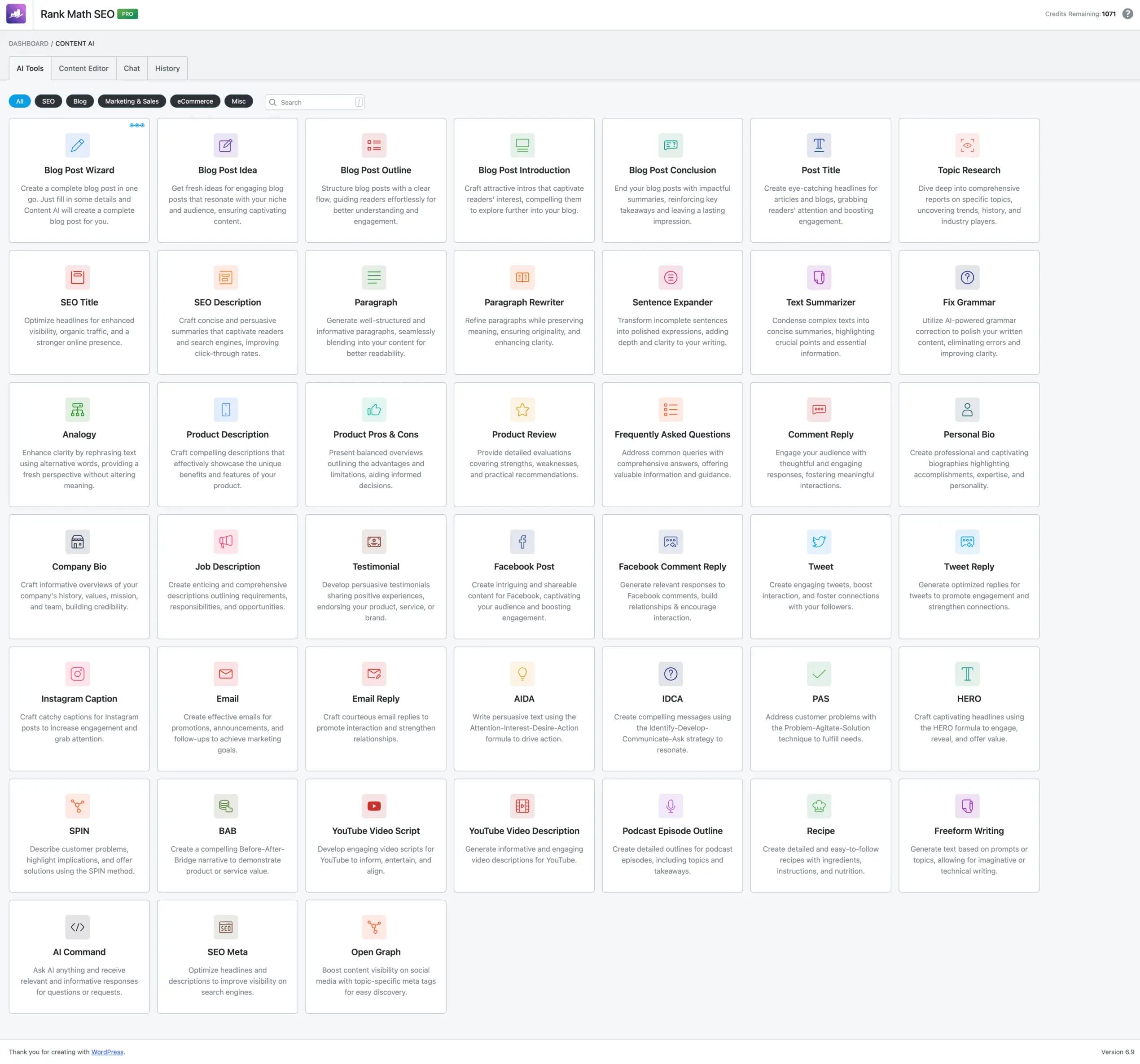 SEO tools and content templates overview