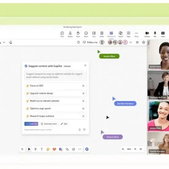 Collaborative digital workspace with video calls.