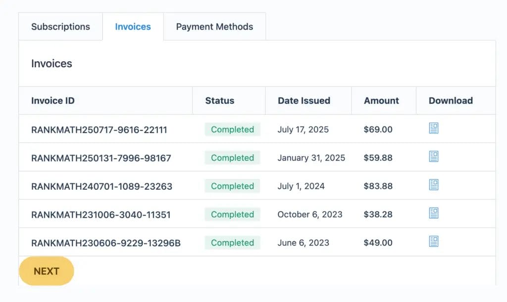 My account Rank Math2026 2